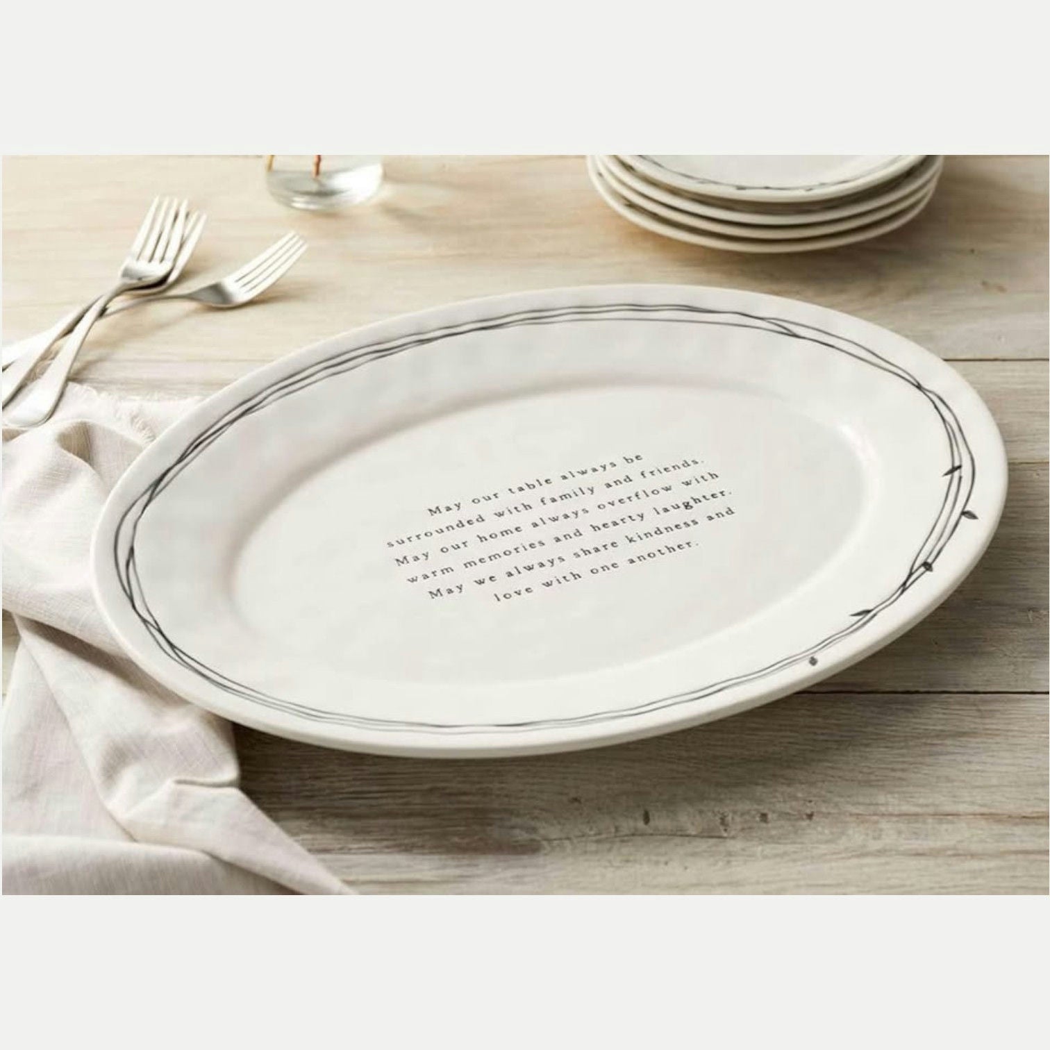 DEMDACO Large Oval Serving Platter – Decorative Family Table Dish