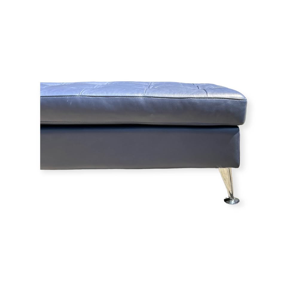Blue Leather Ottoman Sofa 65 x 22”