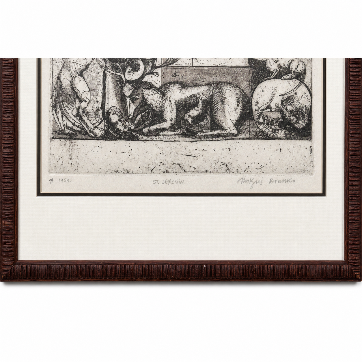 Etching “St. Jeronim”, 1959 — Rare Signed Artwork