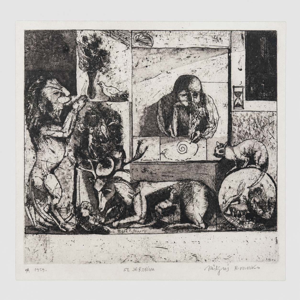 Etching “St. Jeronim”, 1959 — Rare Signed Artwork