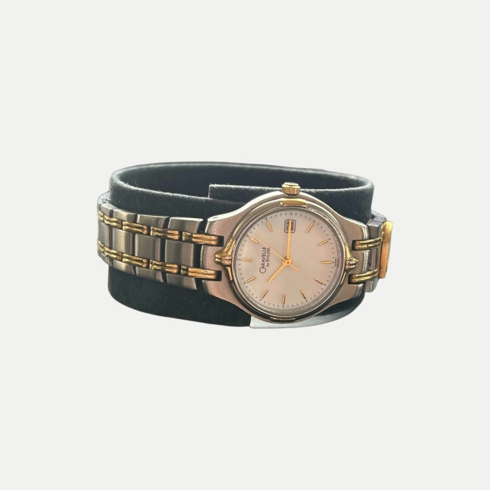 Caravelle by Bulova women’s quartz watch, two-tone, white dial, date