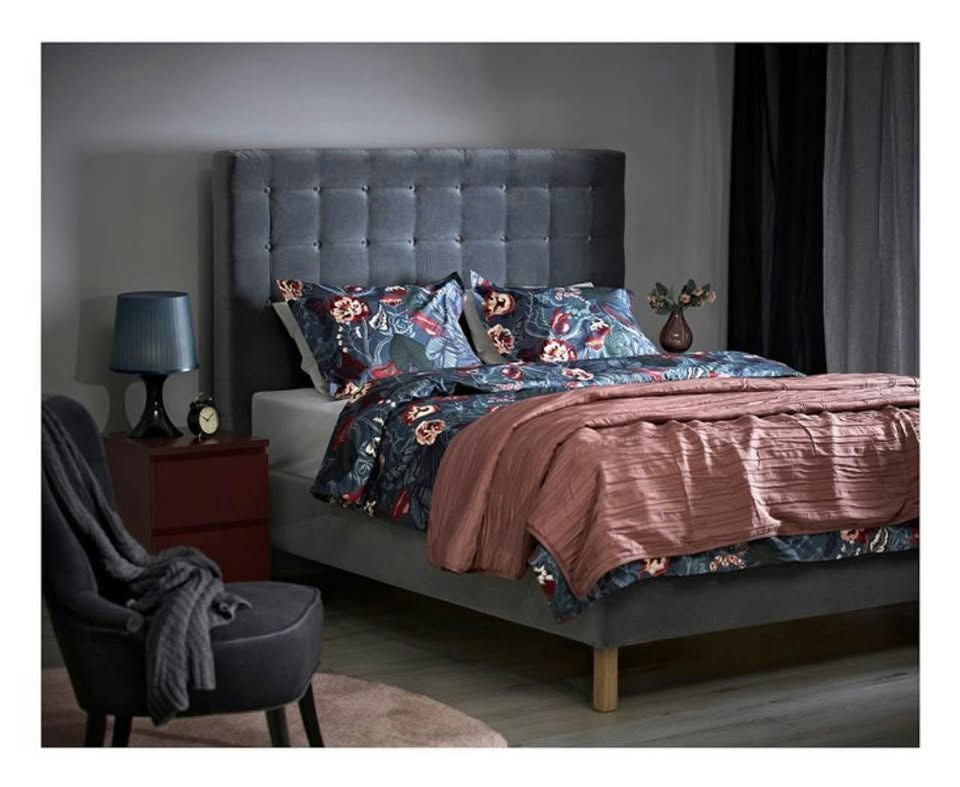 IKEA KVALFJORD — King upholstered bed frame
