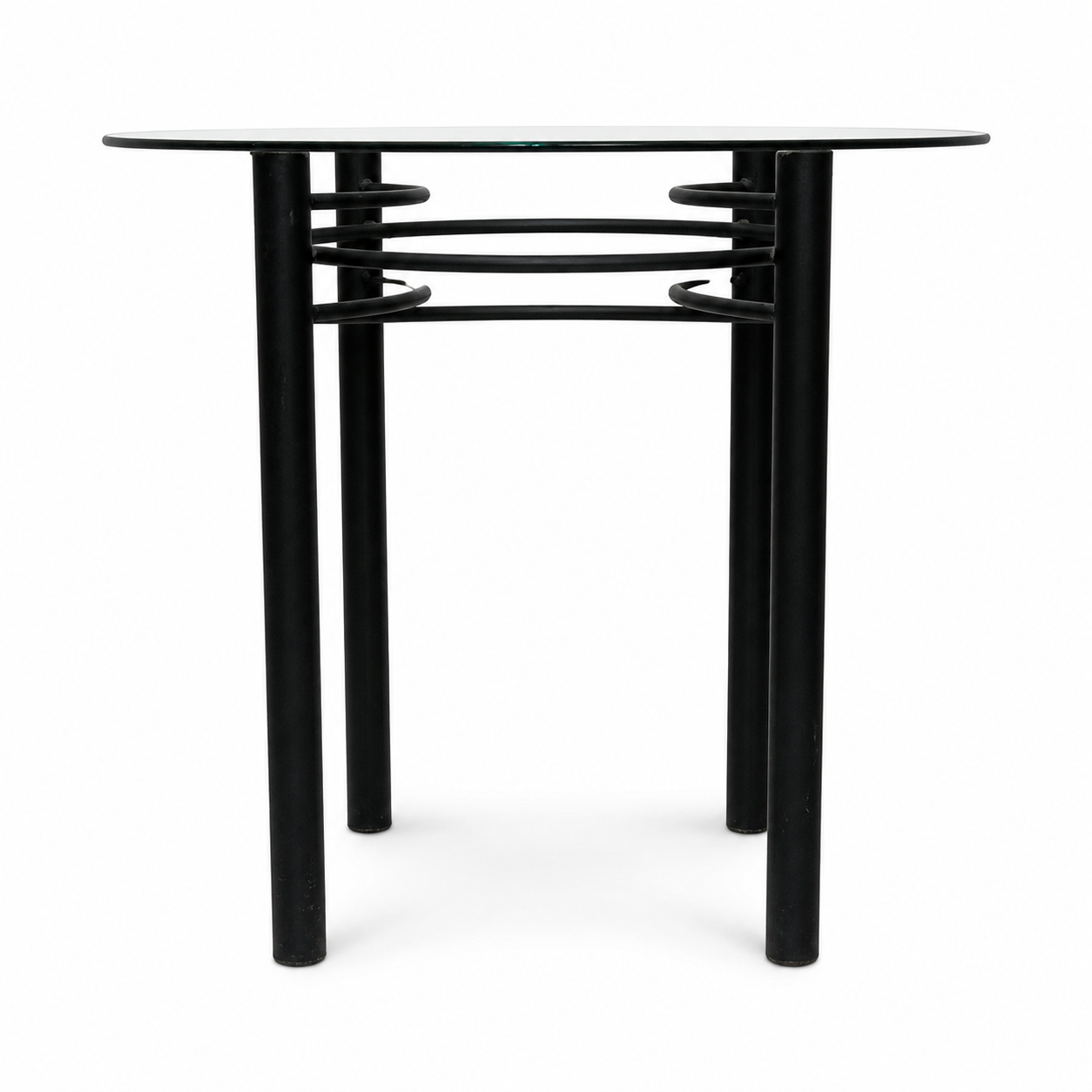 GLASS TOP BISTRO TABLE BLACK ALUM BASE COUNTER TALL