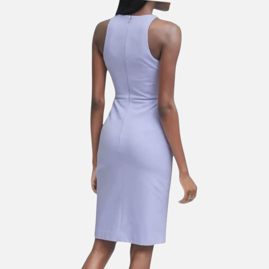 Banana Republic Bi-Stretch Racer-Neck Sheath Dress — Violet Ski, Size 10