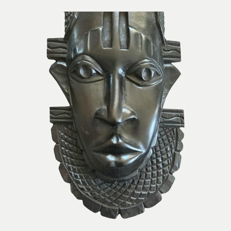 Vintage carved wooden mask. Benin mask. African art. West Africa. Tribal art.