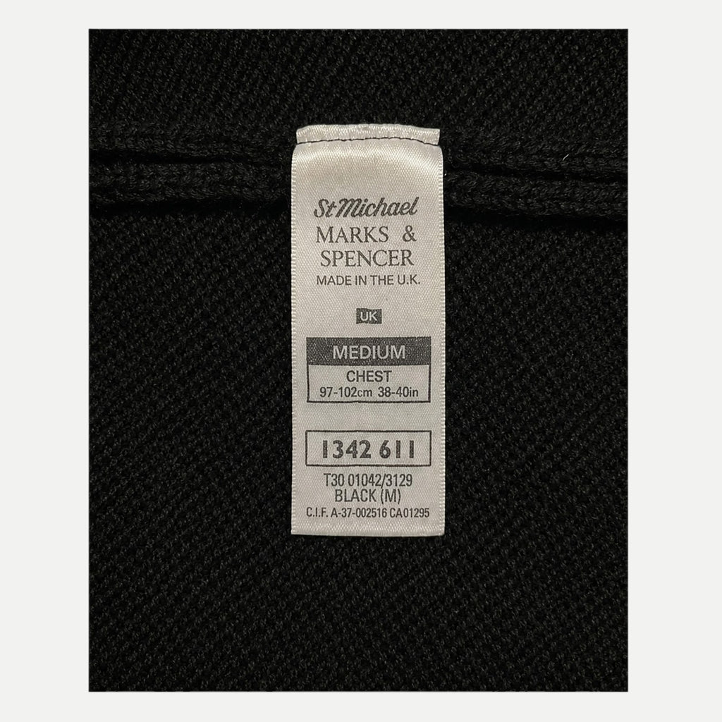 St Michael Marks & Spencer Merino Wool Black Crewneck Pullover Sweater Size M Made The U.K.
