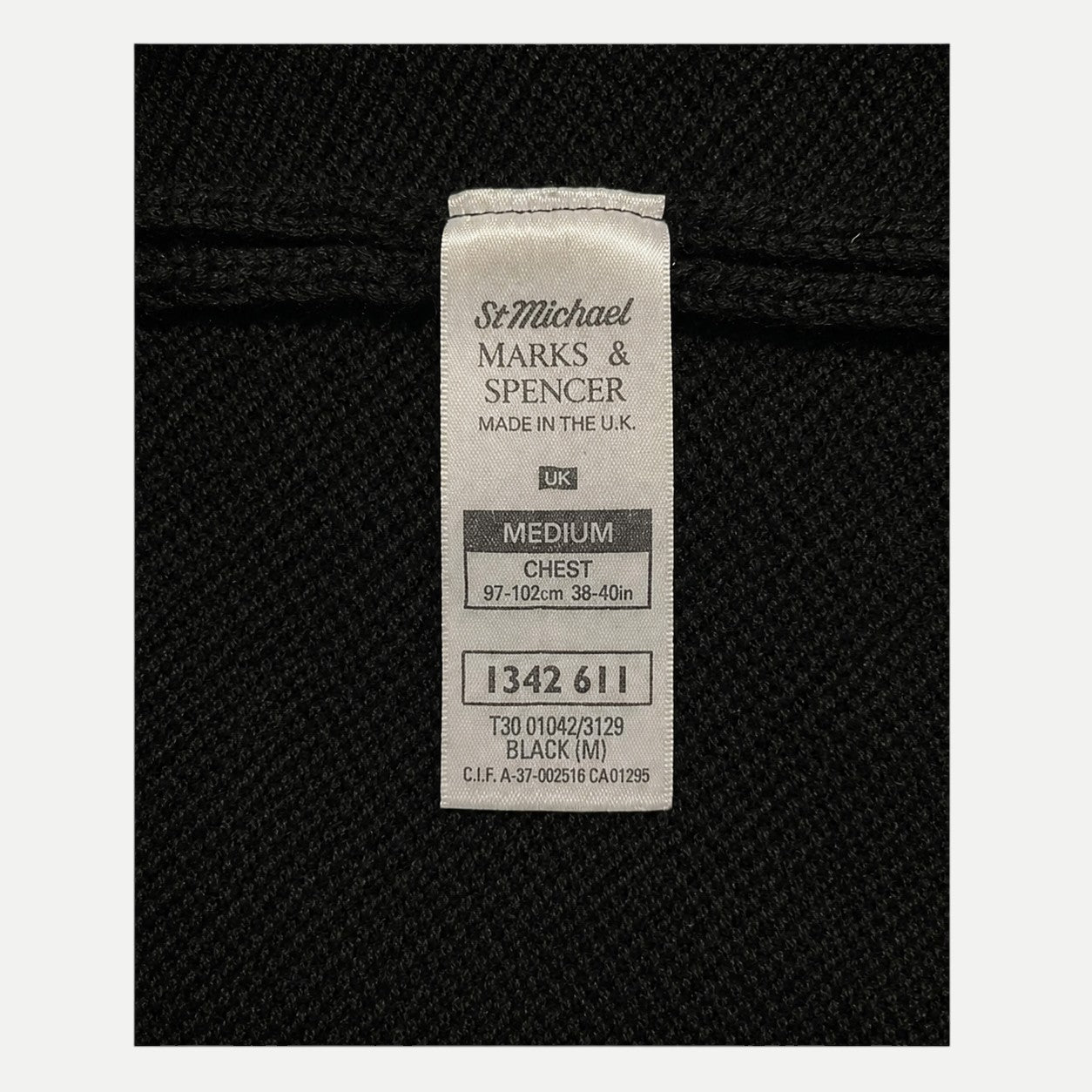 St Michael Marks & Spencer Merino Wool Black Crewneck Pullover Sweater Size M Made The U.K.