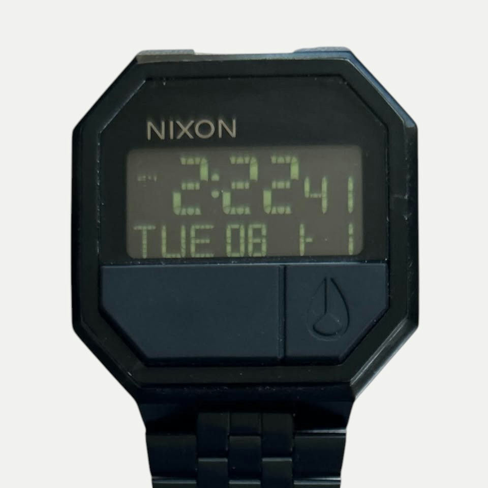 NIXON Re-Run Digital Watch, Black, Bracelet Damaged