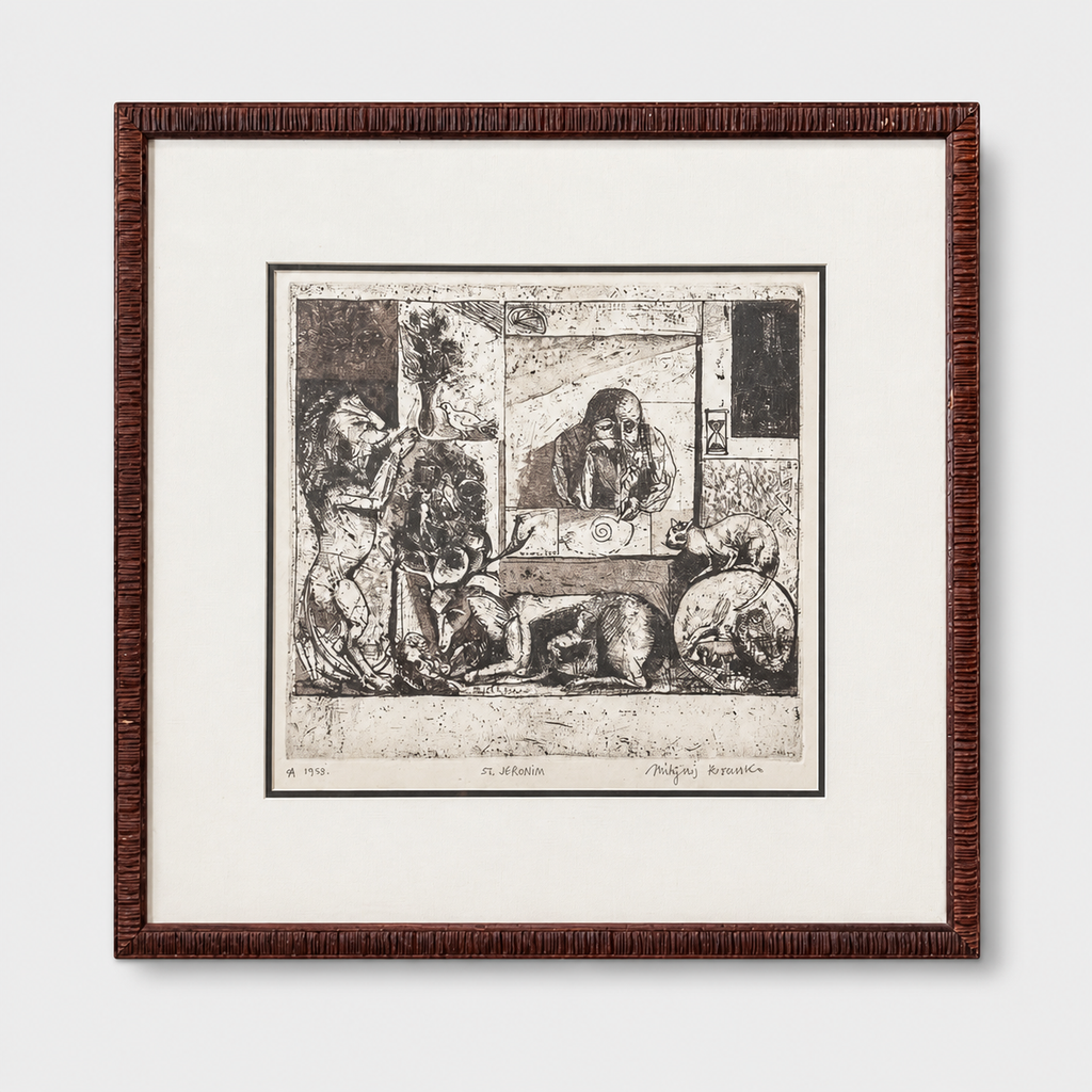 Etching “St. Jeronim”, 1959 — Rare Signed Artwork