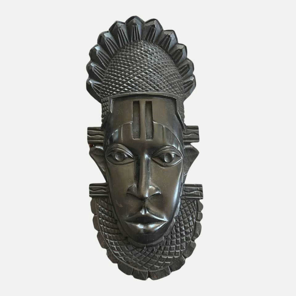 Vintage carved wooden mask. Benin mask. African art. West Africa. Tribal art.