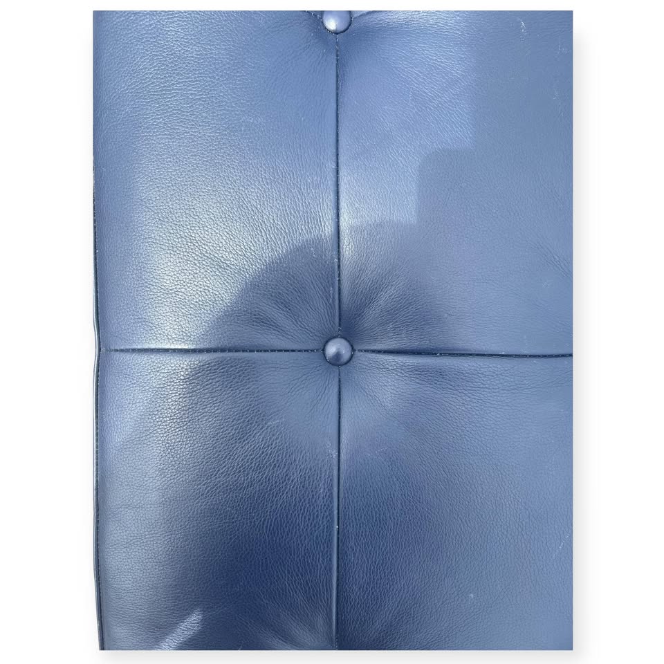 Blue Leather Ottoman Sofa 65 x 22”