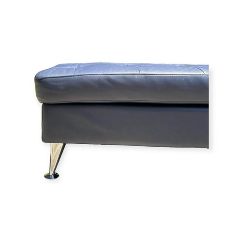 Blue Leather Ottoman Sofa 65 x 22”
