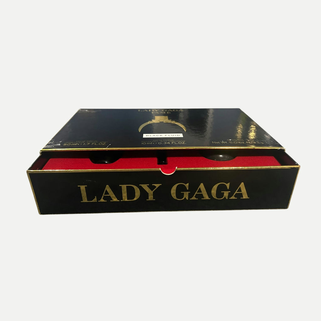 Lady Gaga Fame Black Fluid Vintage Perfume Gift Set – Eau de Parfum 50 ml + Rollerball + Soap