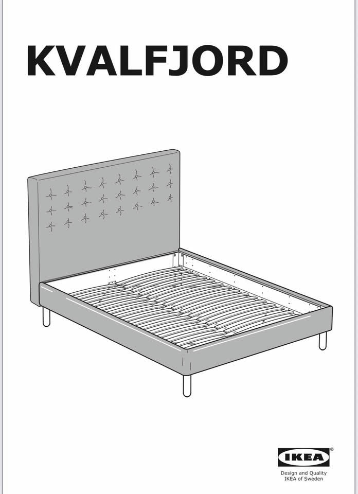 IKEA KVALFJORD — King upholstered bed frame