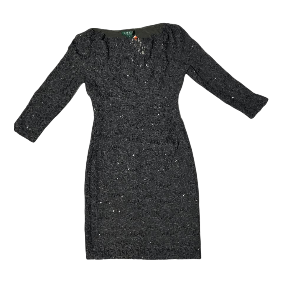 Lauren Ralph Lauren Sequin Lace Cocktail Dress – Size 8, 3/4 Sleeve