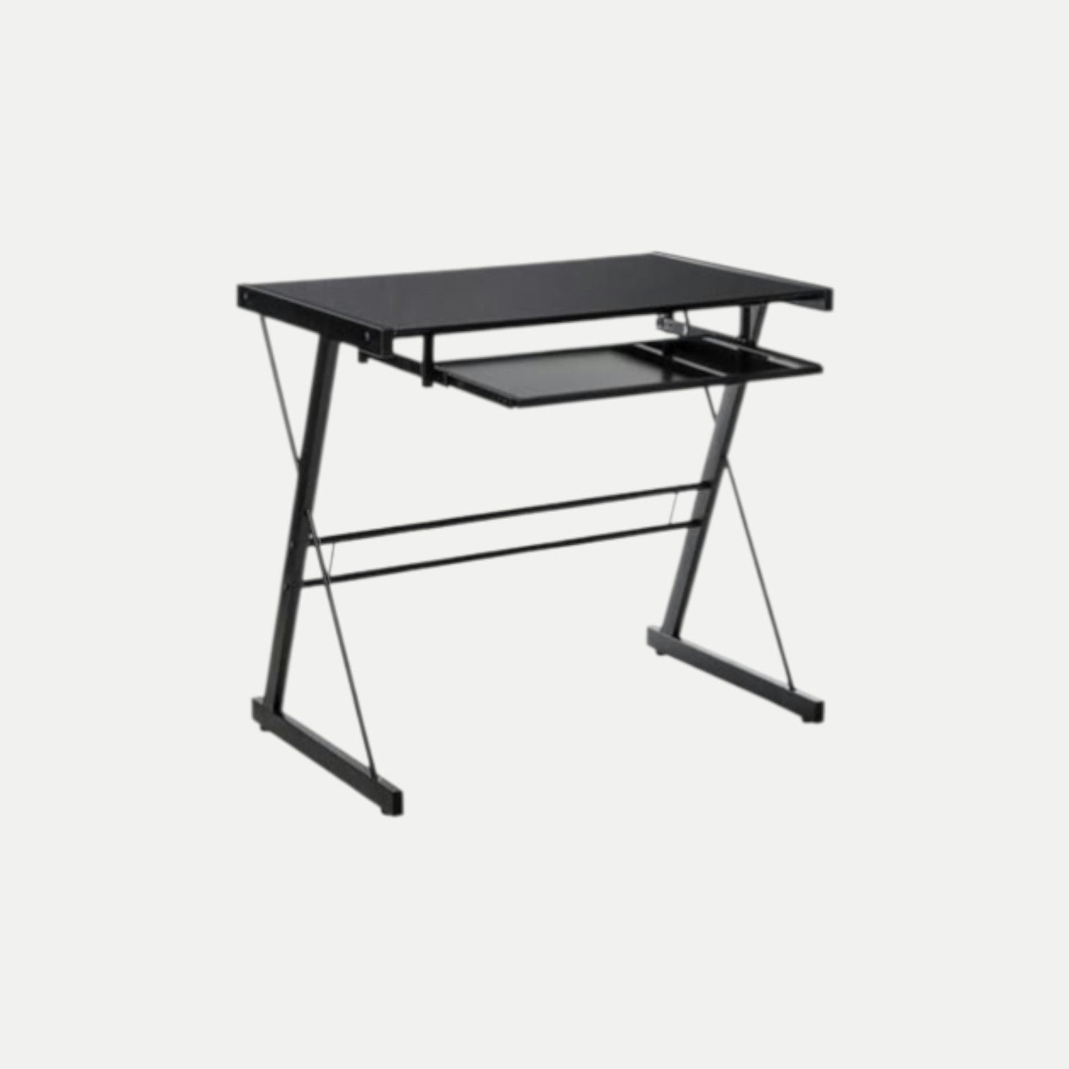 Walker Edison Glass Metal Black Computer Desk