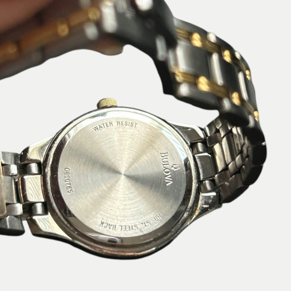 Caravelle by Bulova women’s quartz watch, two-tone, white dial, date