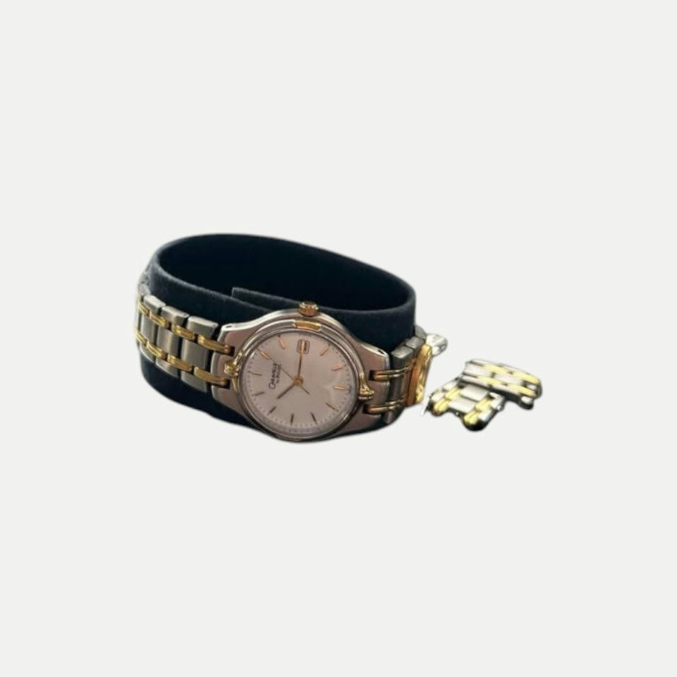 Caravelle by Bulova women’s quartz watch, two-tone, white dial, date