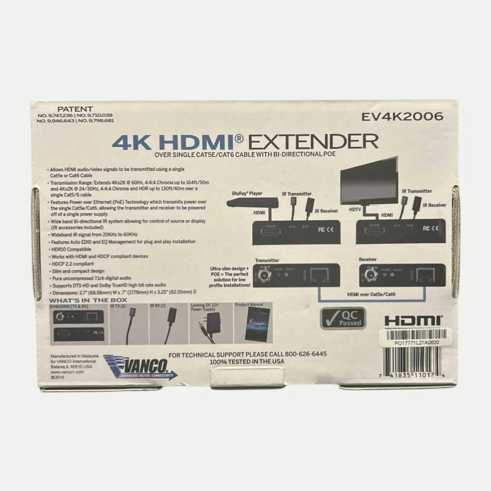 Vanco EV4K2006 Evolution 4K HDMI Extender over Cat5e/Cat6