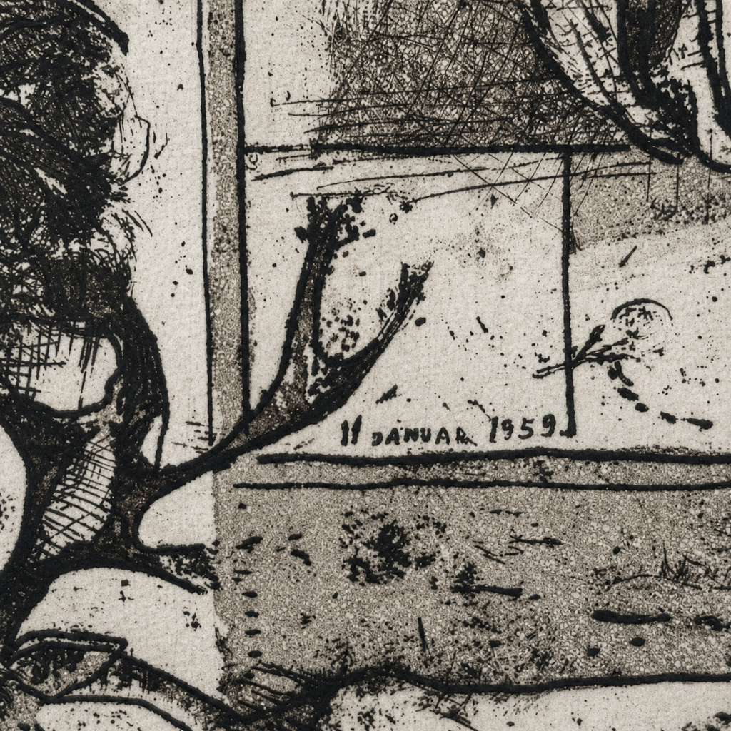 Etching “St. Jeronim”, 1959 — Rare Signed Artwork