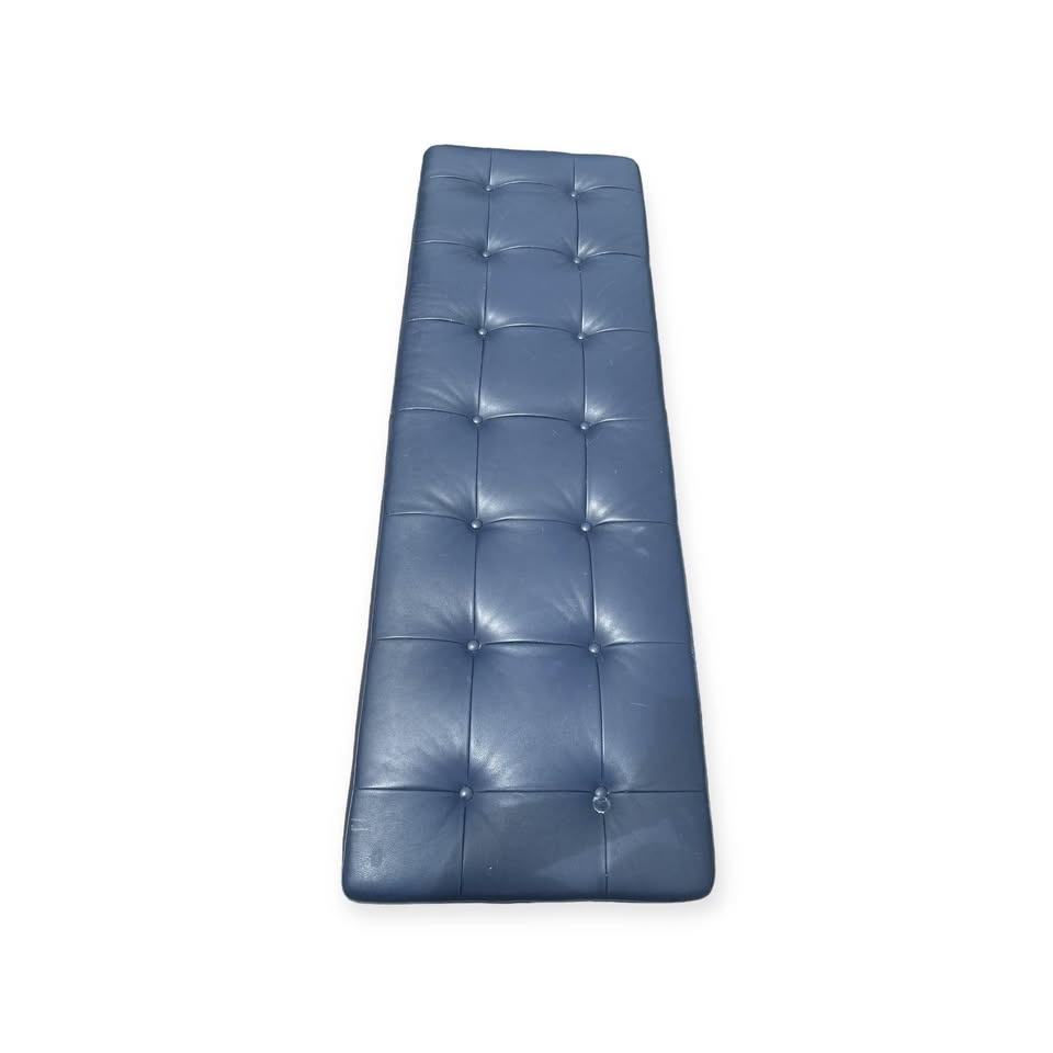 Blue Leather Ottoman Sofa 65 x 22”