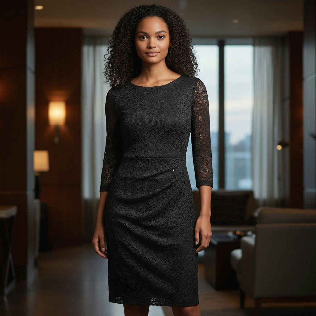 Lauren Ralph Lauren Sequin Lace Cocktail Dress – Size 8, 3/4 Sleeve
