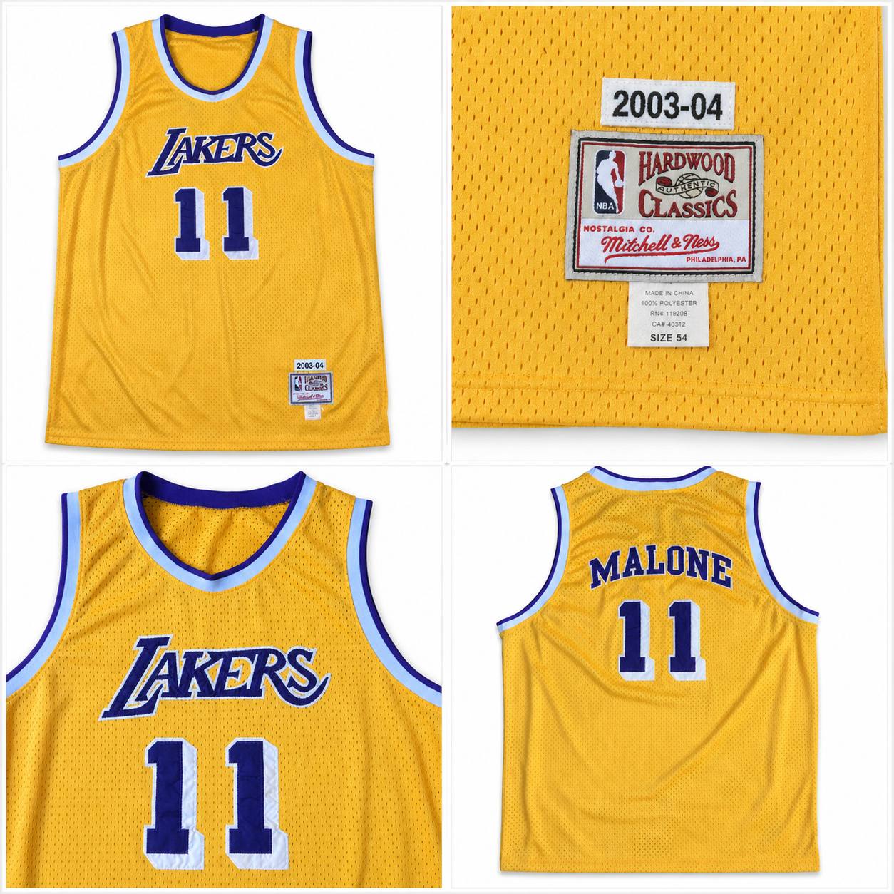 Mitchell & Ness Hardwood Classics Los Angeles Lakers #11 Karl Malone Jersey Size 54  