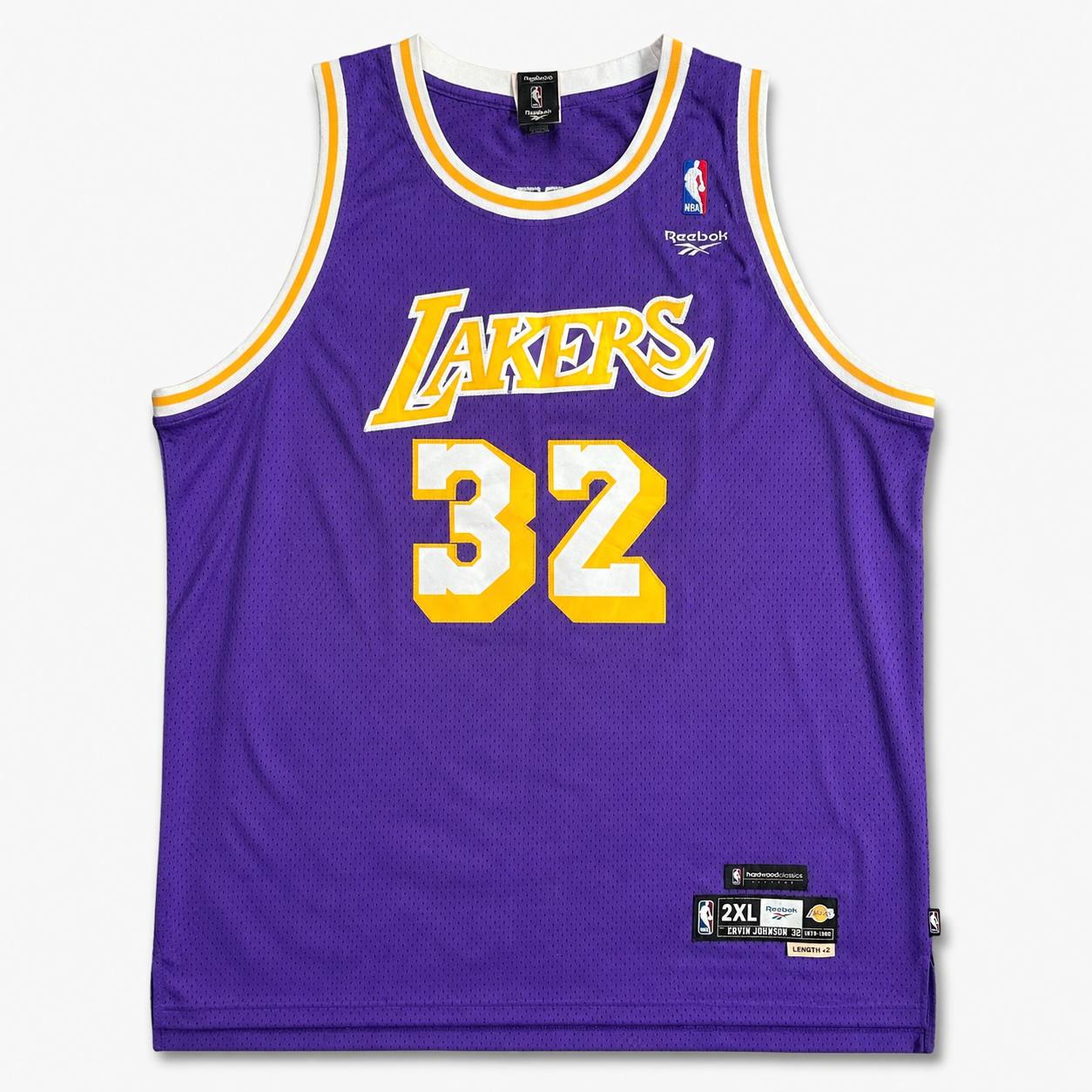 Reebok Hardwood Classics Los Angeles Lakers #32 Magic Johnson Jersey Size 2XL +2