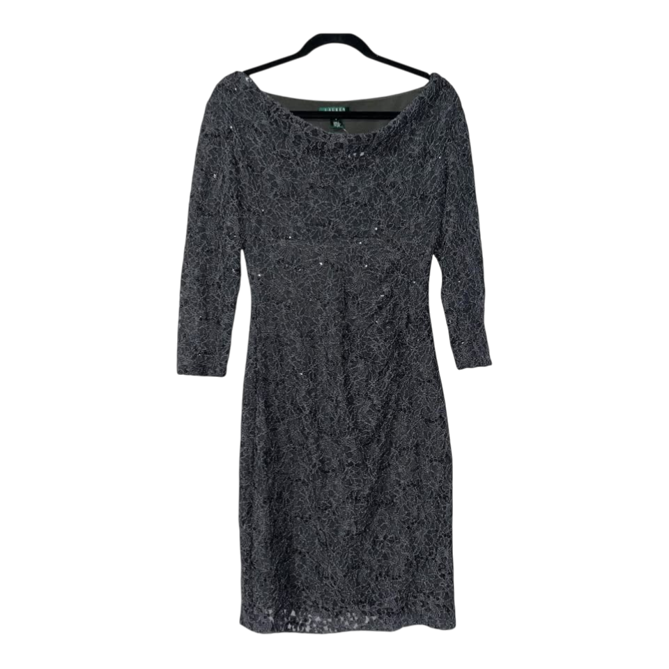 Lauren Ralph Lauren Sequin Lace Cocktail Dress – Size 8, 3/4 Sleeve