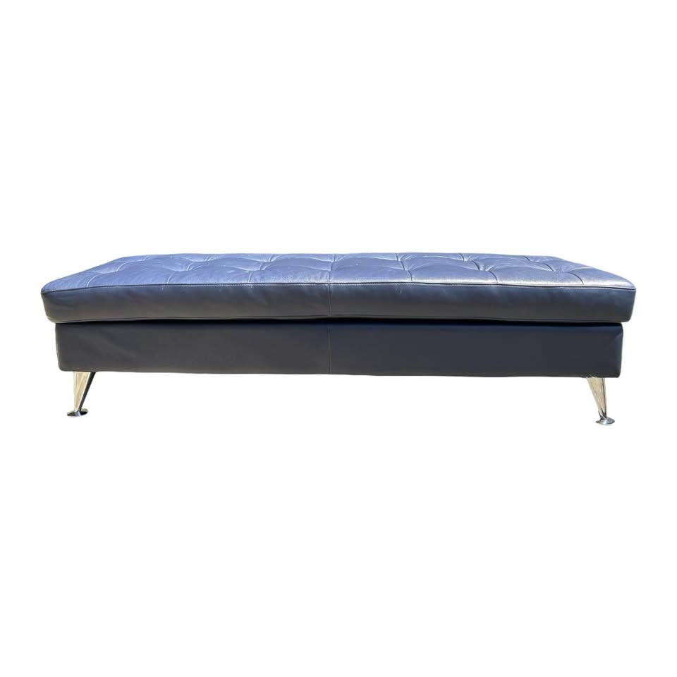 Blue Leather Ottoman Sofa 65 x 22”