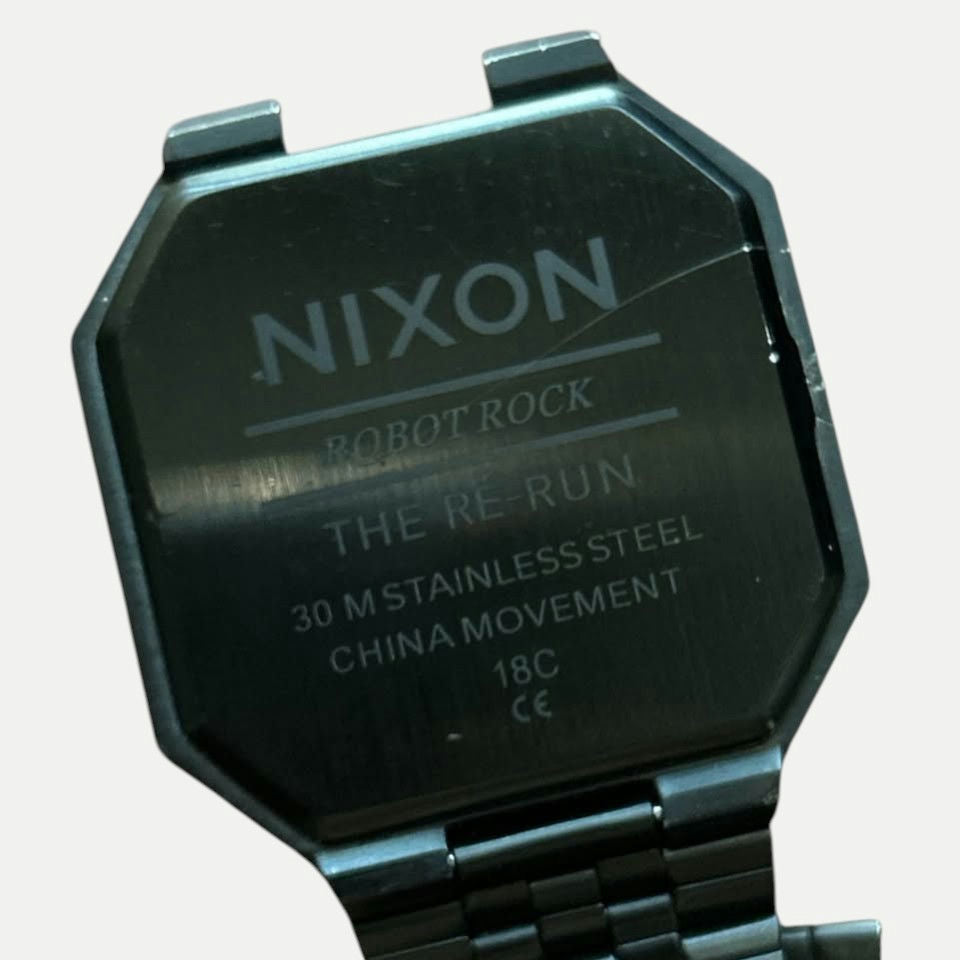 NIXON Re-Run Digital Watch, Black, Bracelet Damaged