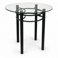 GLASS TOP BISTRO TABLE BLACK ALUM BASE COUNTER TALL
