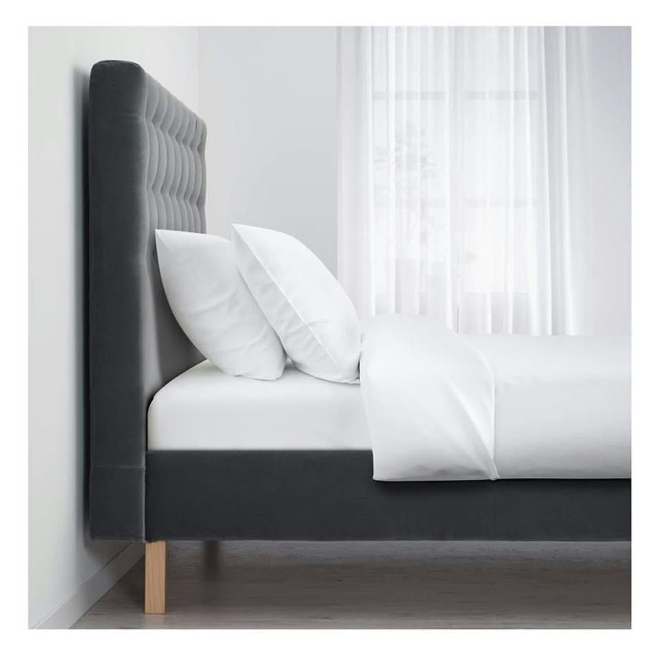 IKEA KVALFJORD — King upholstered bed frame